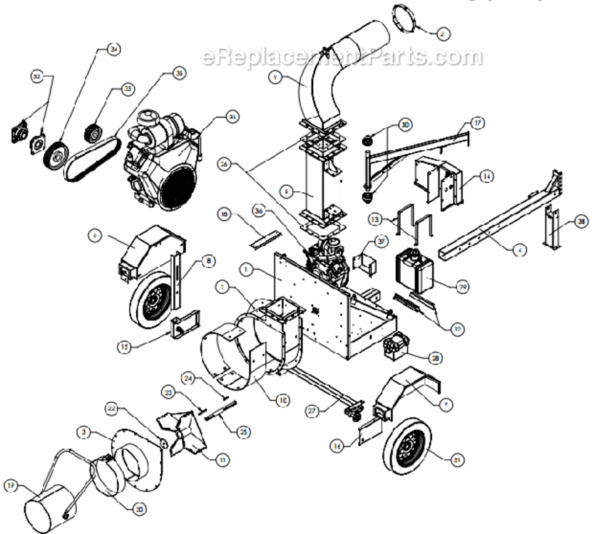 Page A Diagram and Parts List for 8355-04-01  Little Wonder Leaf Blower / Vacuum